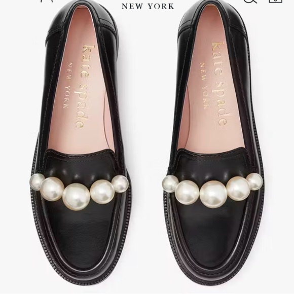 kate spade Shoes - Kate Spade Black Flats with Pearl Accent